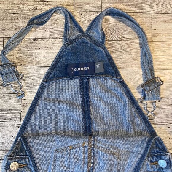 Retro, ON, Light Wash, Lace Trim, Denim Overall Shorts - Picture 5 of 9